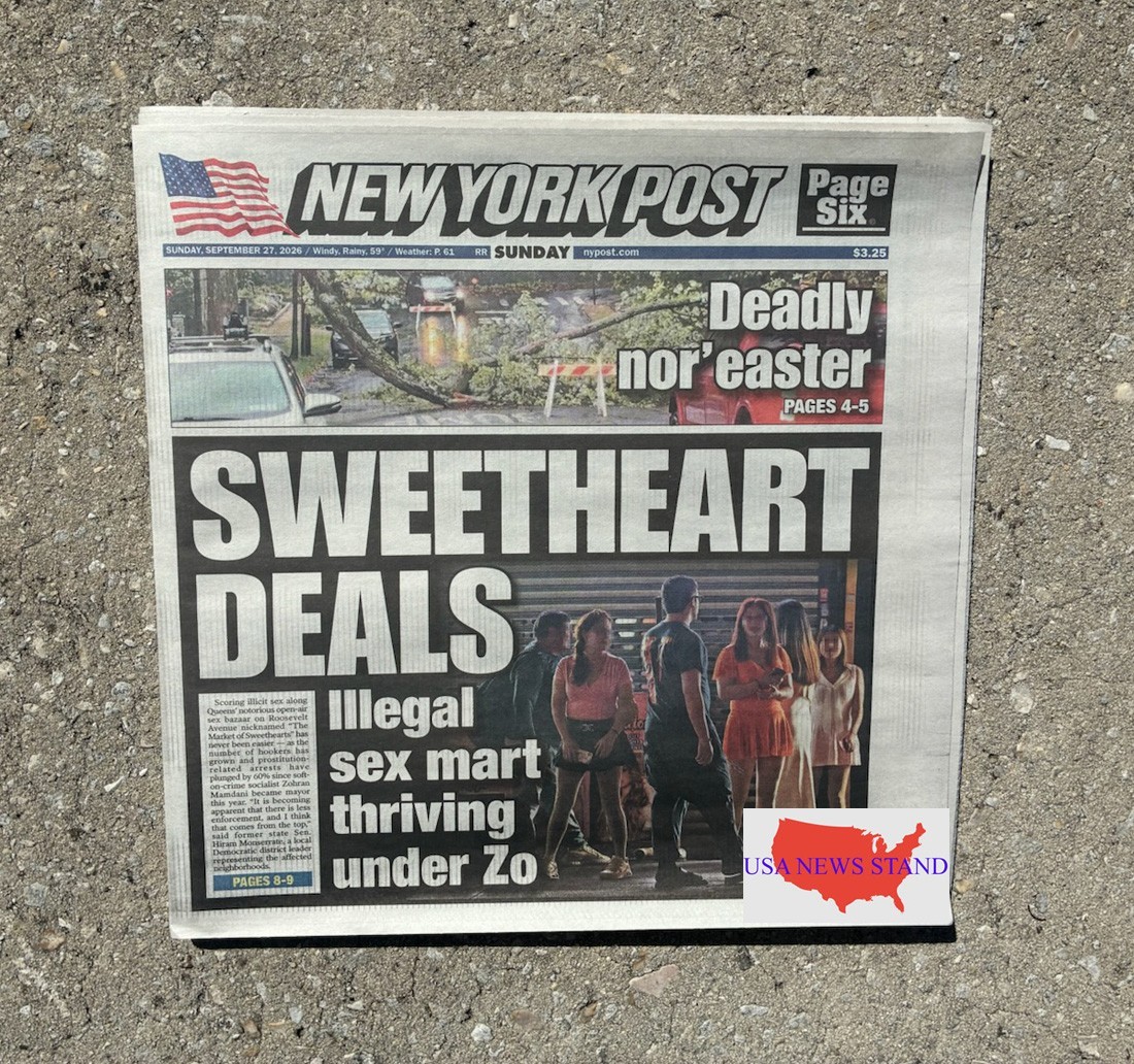 NEW YORK POST - SUNDAY SEPT 27, 2026 (NOR'EASTER SLAMS NJ - NY EAST COAST)