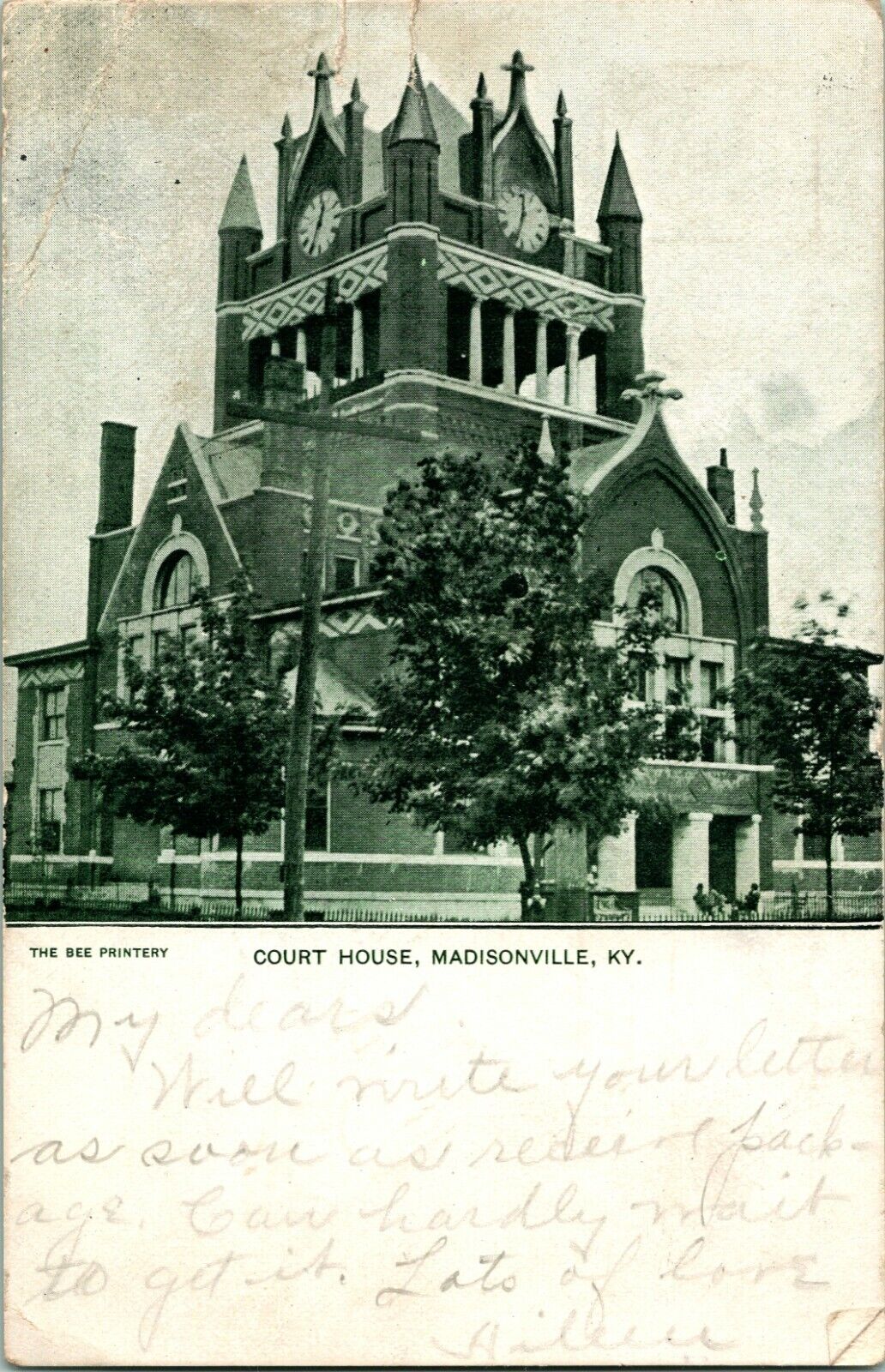 Vtg PMC Postcard 1906 Madisonville, Kentucky - Hopkins County Court House 