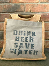 Myra Bag Drink Beer Save Water Leather Canvas Holds Six Cans or Bottles picture