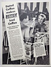 1937 Chase & Sanborn Coffee Tennis Couple Vintage Print Ad Man Cave Poster Art picture