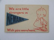 Newark New Jersey NJ Flag Greetings Thick Felt K and T Publisher Baby and Dog picture