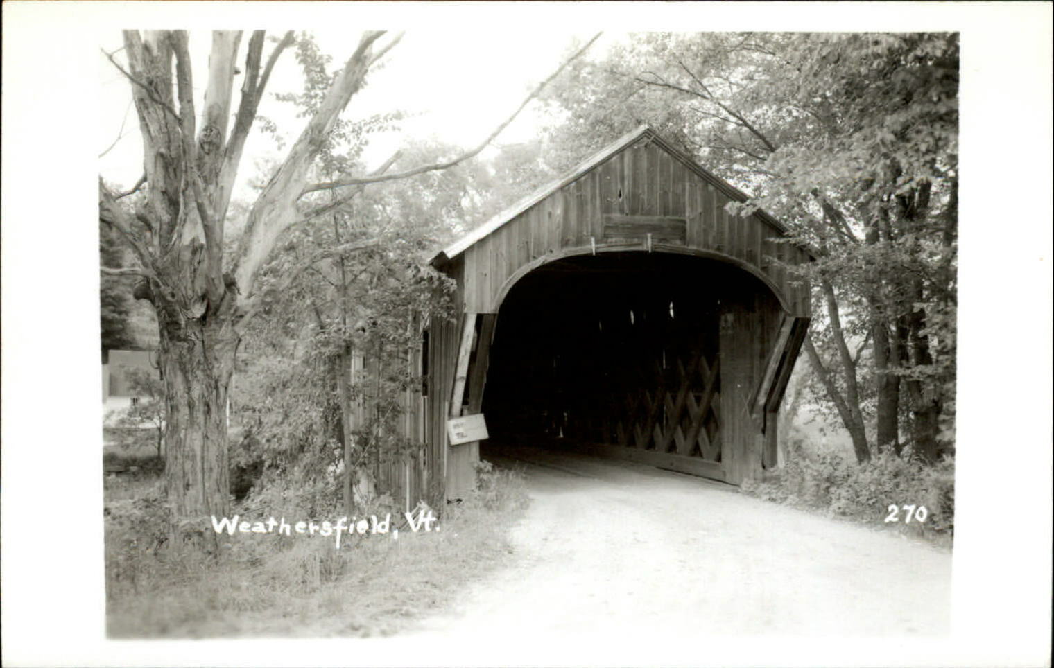RPPC Covered Bridge Weathersfield Vermont VT ~ Kodak real photo postcard