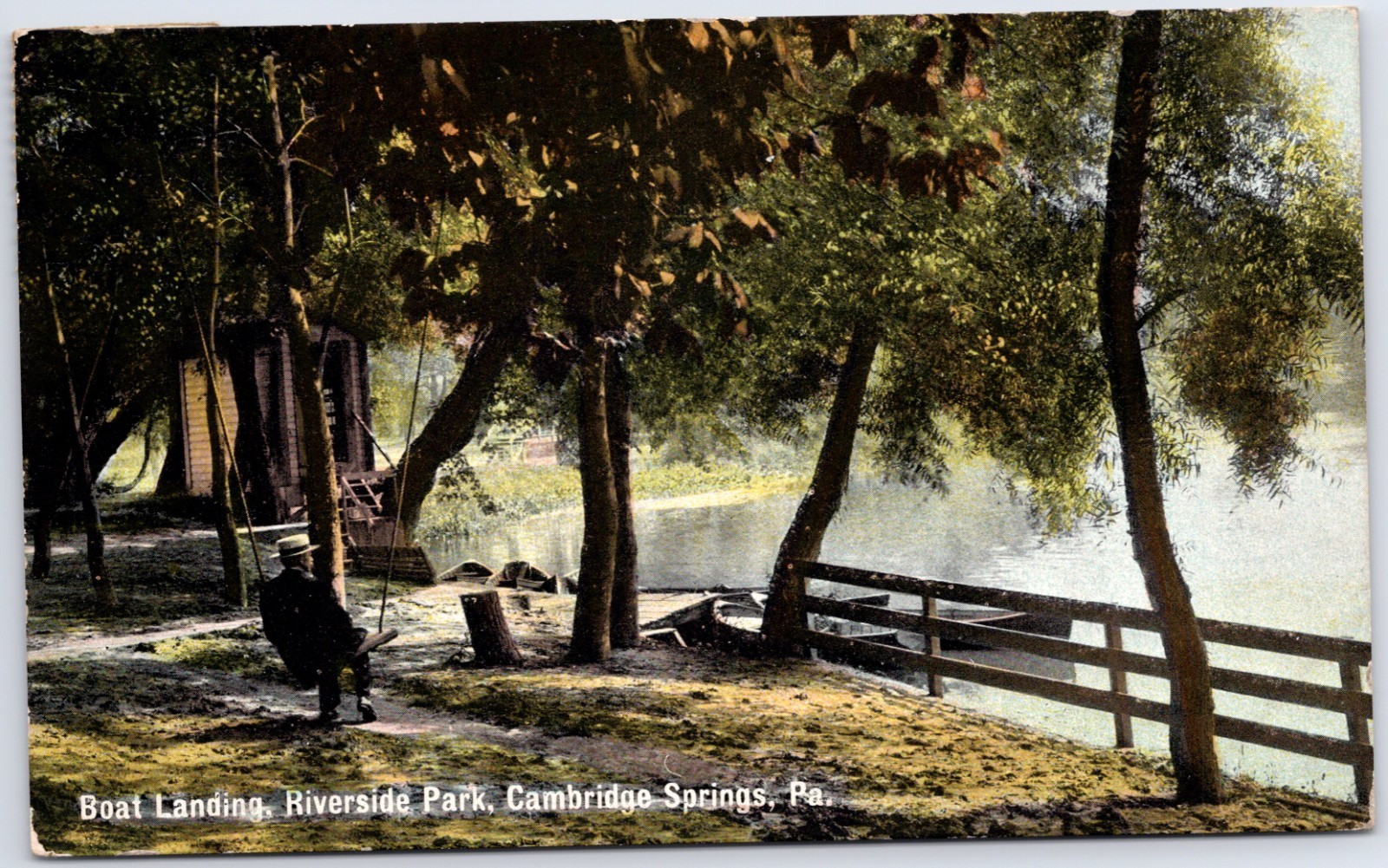 VINTAGE BOAT LANDING RIVERSIDE PARK CAMBRIDGE SPRINGS PA POSTCARD QX VINTAGE BOAT LANDING RIVERSIDE PARK CAMBRIDGE SPRINGS PA POSTCARD QX
