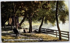 VINTAGE BOAT LANDING RIVERSIDE PARK CAMBRIDGE SPRINGS PA POSTCARD QX picture