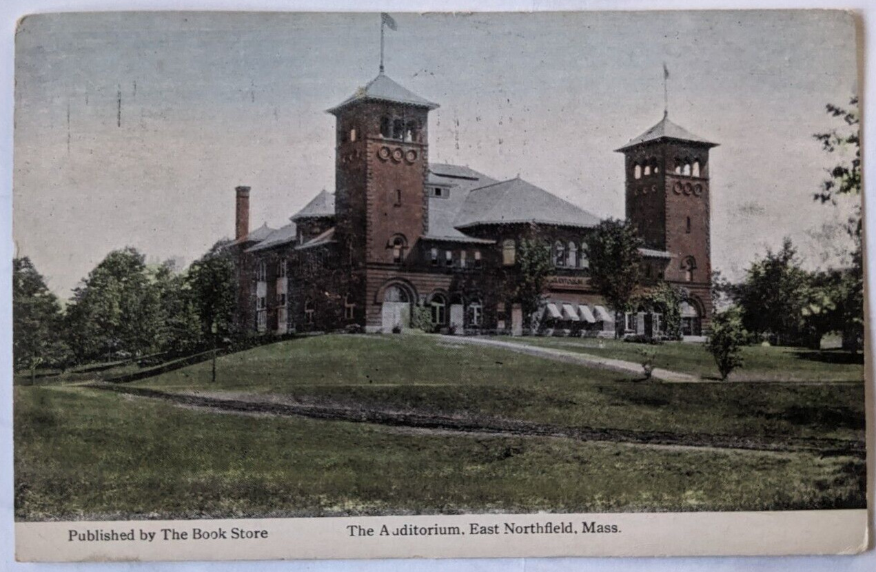 East Northfield, MA- Massachusetts, The Auditorium Antique VTG Postcard c1919