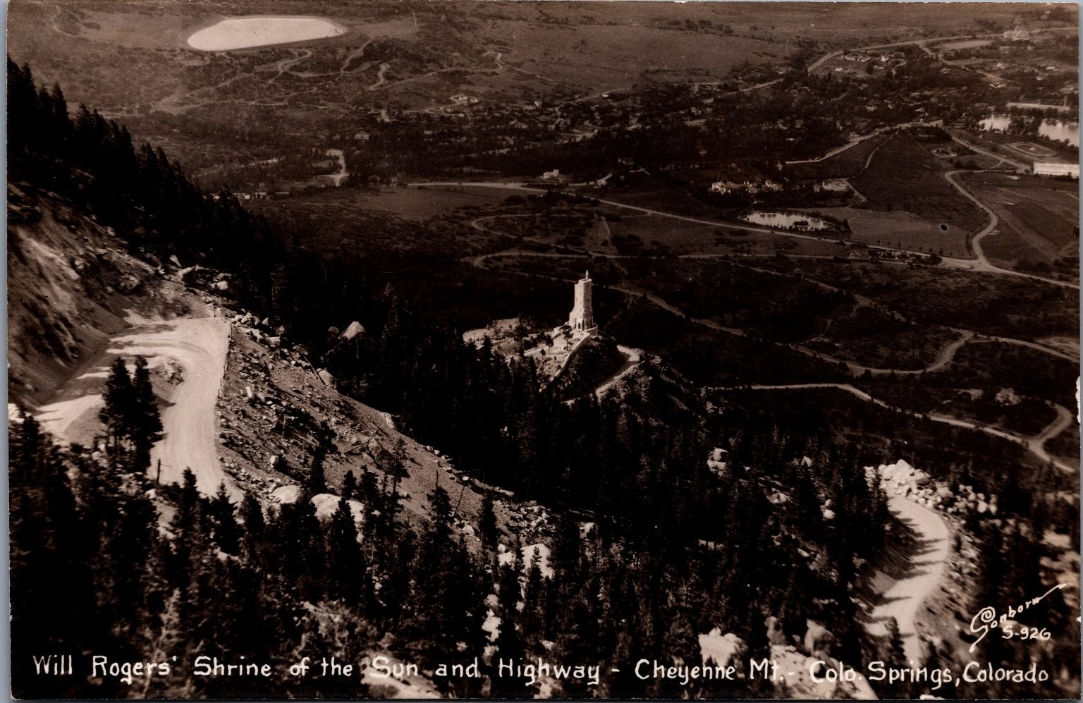 Will Rogers Shrine of the Sun Cheyenne Mt Colorado Springs RPPC Coburn S-926 Will Rogers Shrine of the Sun Cheyenne Mt Colorado Springs RPPC Coburn S-926