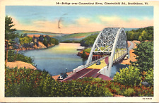 Postcard Brattleboro Vermont Bridge Connecticut River Chesterfield 1945 Cancel picture