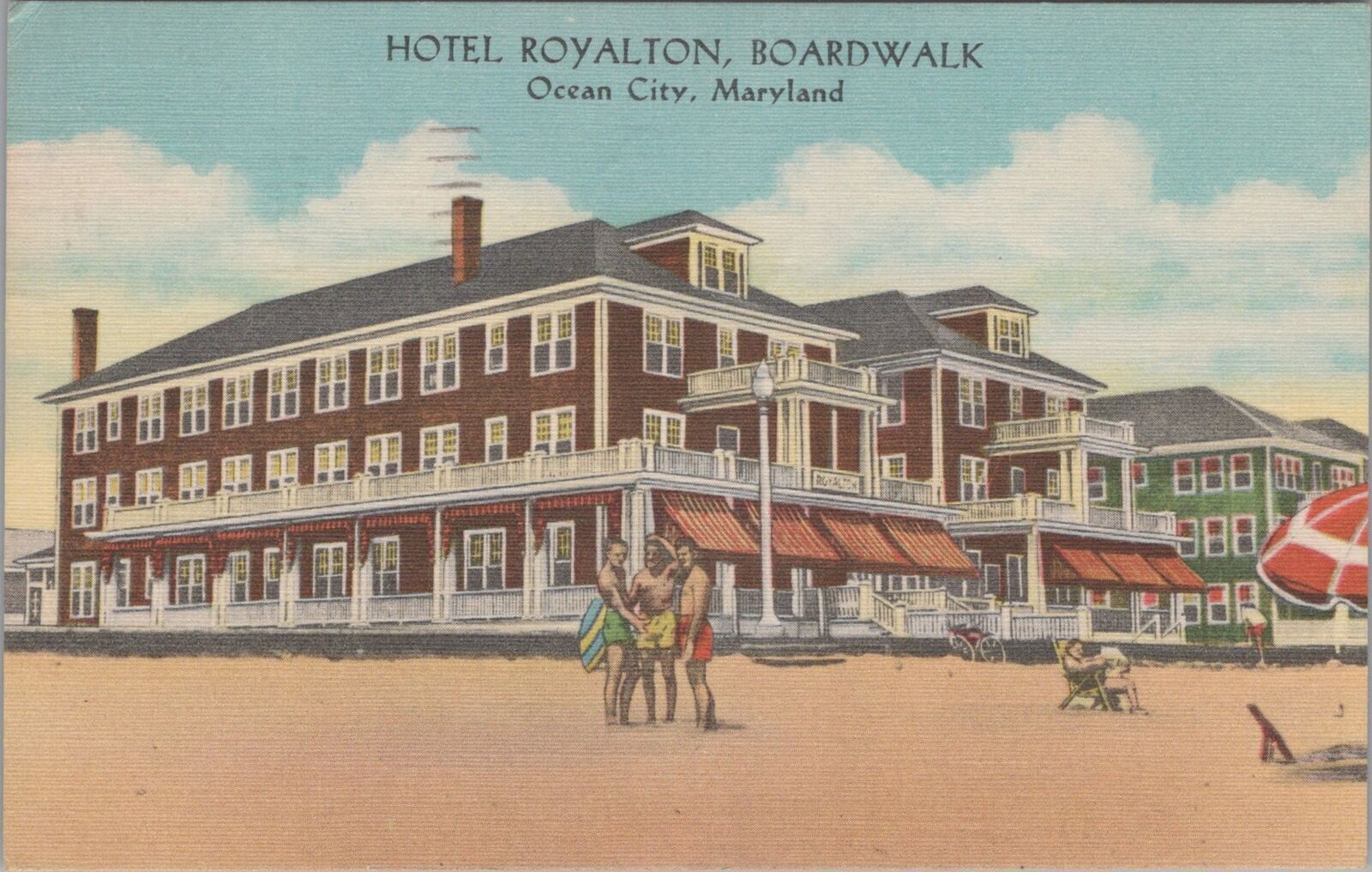 Postcard Hotel Royalton Boardwalk Ocean City Maryland MD 1946