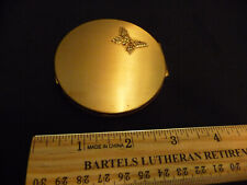 Vtg Stratton England All Gold Tone STARS/Butterfly - Mirror  Powder Compact picture