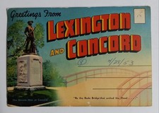 Vintage Lexington & Concord MA Folder Postcard Minute Man Rude Bridge 1953 picture