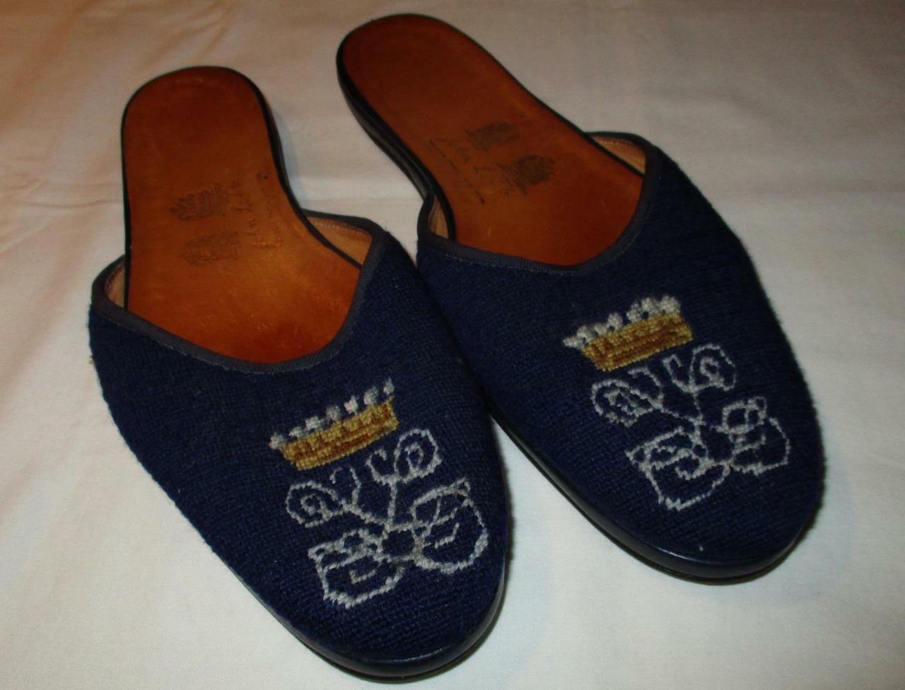 PAIR JOHN LOBB TRAVEL SLIPPERS WITH ARMORIAL EMBROIDERY - DUKE OF WINDSOR