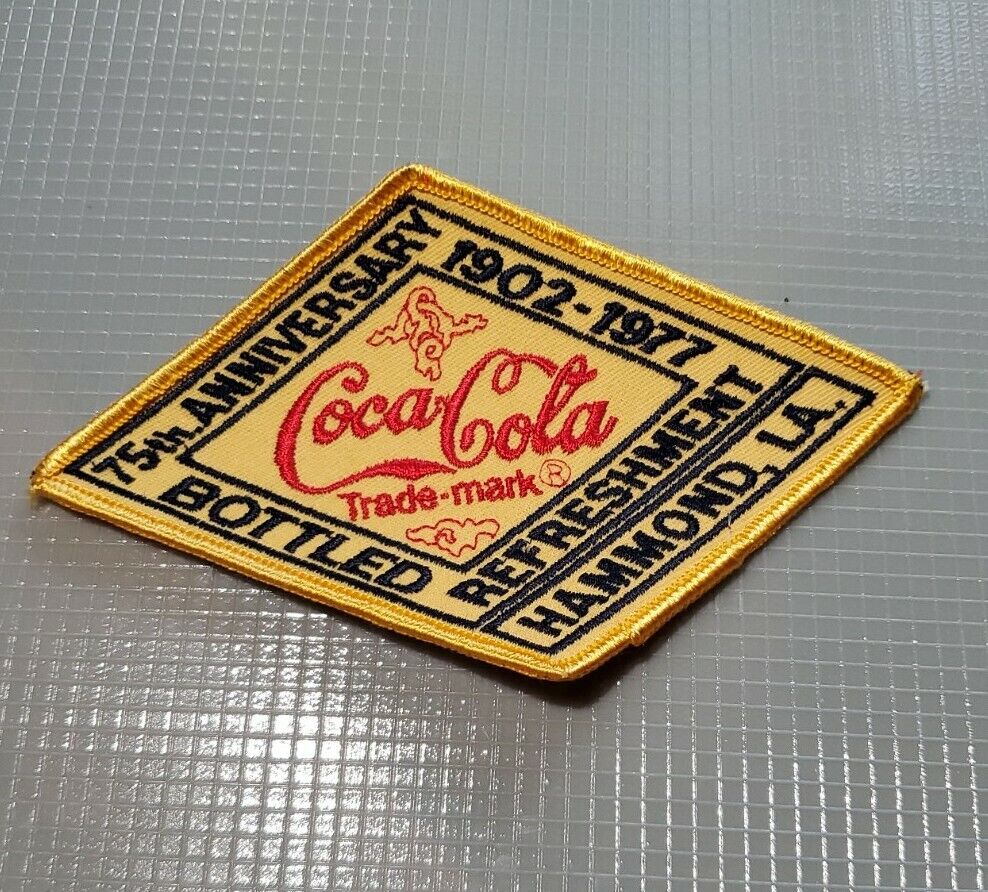 Coca-Cola 75 Anniversary 1902-1977 Bottled Refreshment Hammond, LA- SEW ON ONLY 