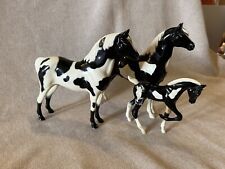HARTLAND MODEL HORSES - Black & White Pinto Family Set - Vintage See Description picture