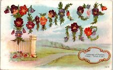 1913 Antique Postcard Language of Flowers Pansy Think Of Me Pittsfield MA Cancel picture