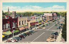 Dover OH Ohio, West Third Street View, Old Cars Shops Signs, Vintage Postcard picture