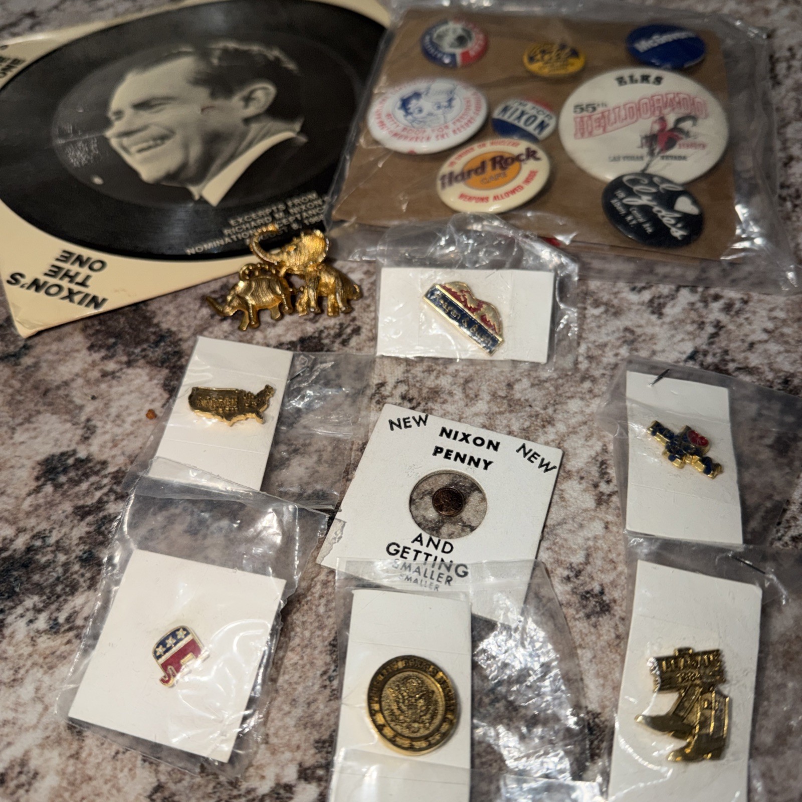 Vintage Pins Political Reagan Bush Republican Elephant Lapel pin buttons JFK Vintage Pins Political Reagan Bush Republican Elephant Lapel pin buttons JFK