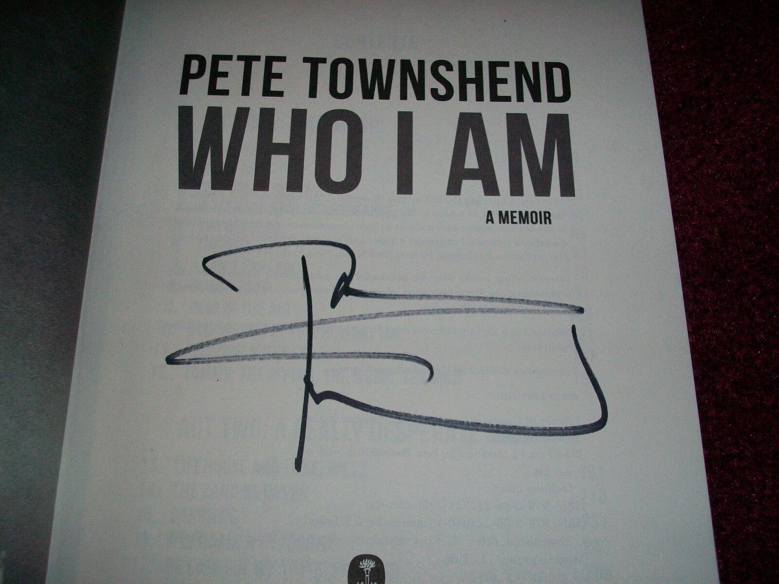 Pete Townshend Signed book WHO I AM THE WHO Autographed in NYC Brand New 1/1