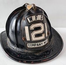 Cairns & Brother Clifton N.J. LEATHER Fireman Helmet West Hartford Conn Shield picture