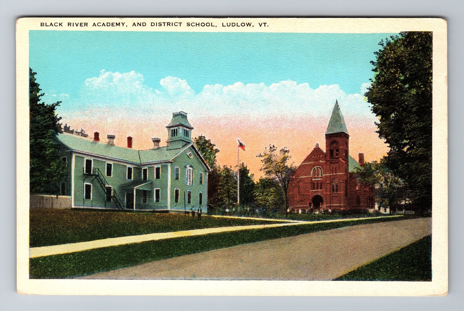 Ludlow VT-Vermont, Black River Academy, Antique, Vintage Postcard