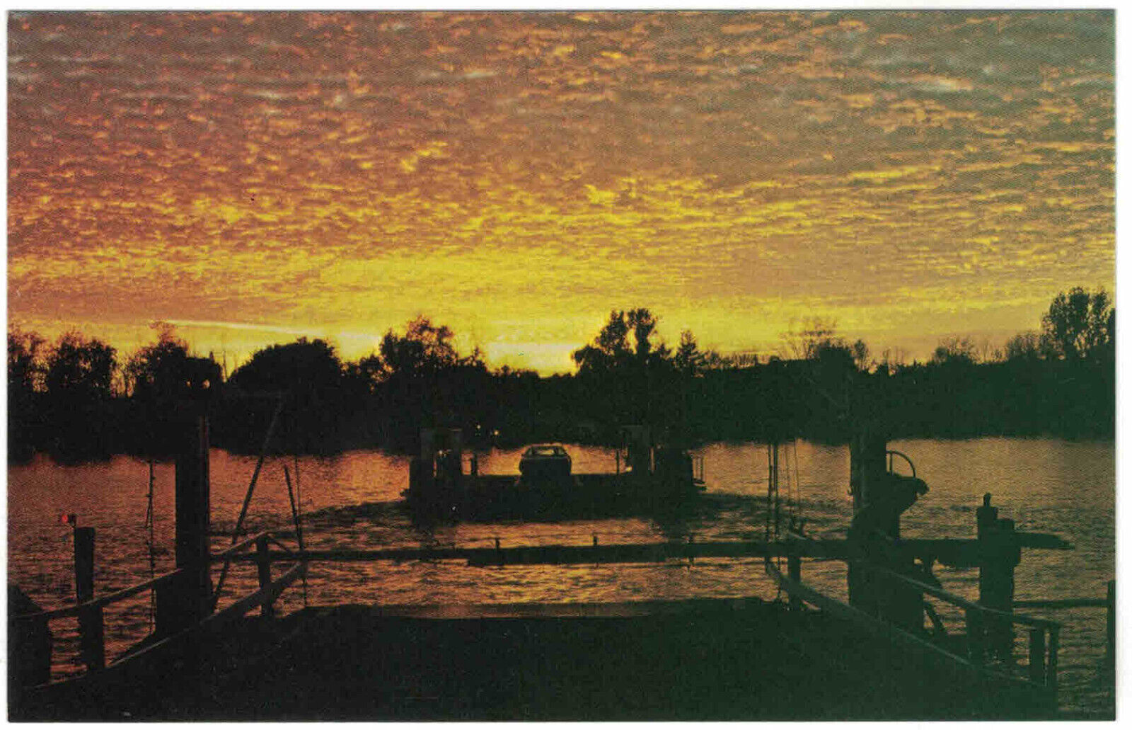circa 1970\'s Postcard NY Bemus Point Stow Ferry at Sunset, Chautauqua ...