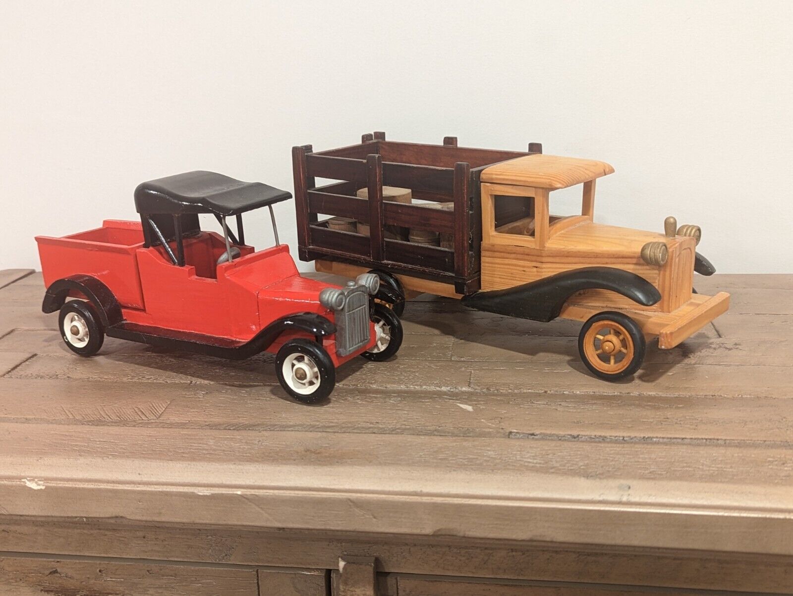 Vintage Wooden TOY TRUCK STAKE BED ESSEX DUTY 1920’s Style Trucks ~ Pair