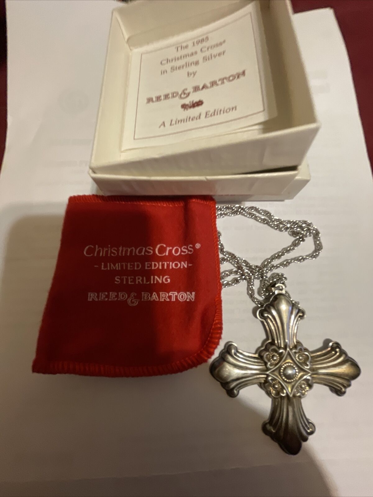 Reed & Barton Annual Sterling Christmas Cross Ornament 1985 USED