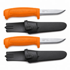 Morakniv Fixed Blade Utility Knife 2-Pack Carbon Steel Orange w/ Belt Sheaths picture