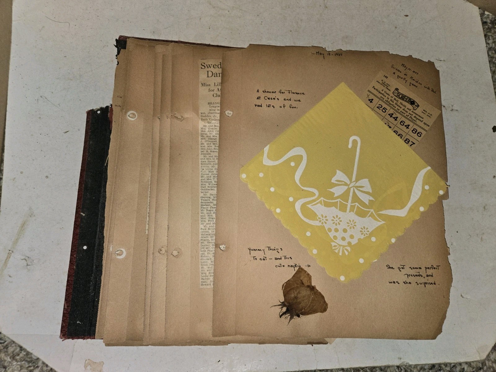 9 Vintage 1937 Scrapbook Pages,Wallingford,Connecticut,Lyman Hall High School