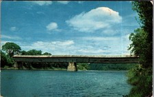 1954 Windsor-Cornish Covered Bridge VT NH Postcard Connecticut River picture