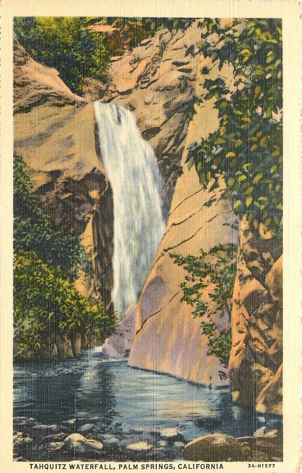 Willard Linen Postcard; Tahquitz Waterfall, Palm Springs CA Unposted Nice