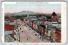 Pre-1908 PITTSFIELD MA NORTH STREET FROM HOTEL WENDELL*WINDOWS ARE GOLD METALLIC picture