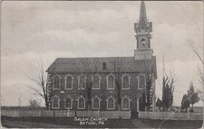 Salem Church Bethel PA Stone Building Steeple Picket Fence Millar 1914 Postcard picture