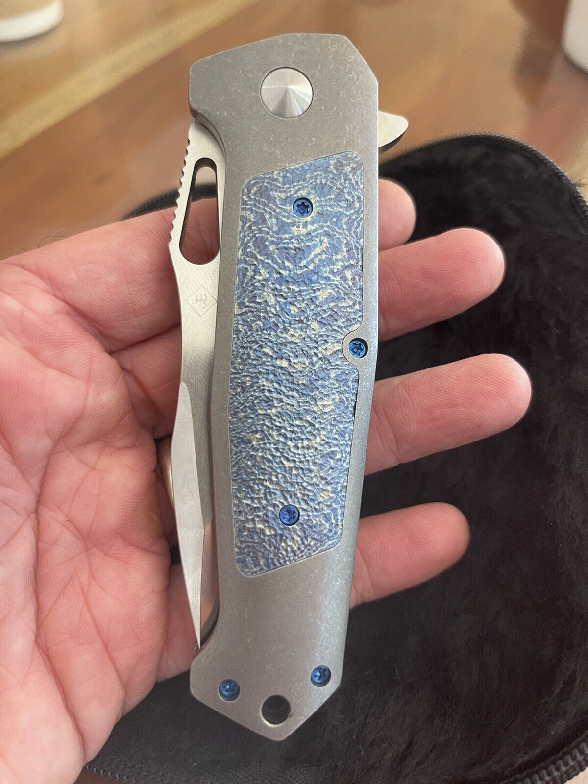Jim Burke Custom Hitman Flipper Pocket Knife Ti & Timascus CPM-154