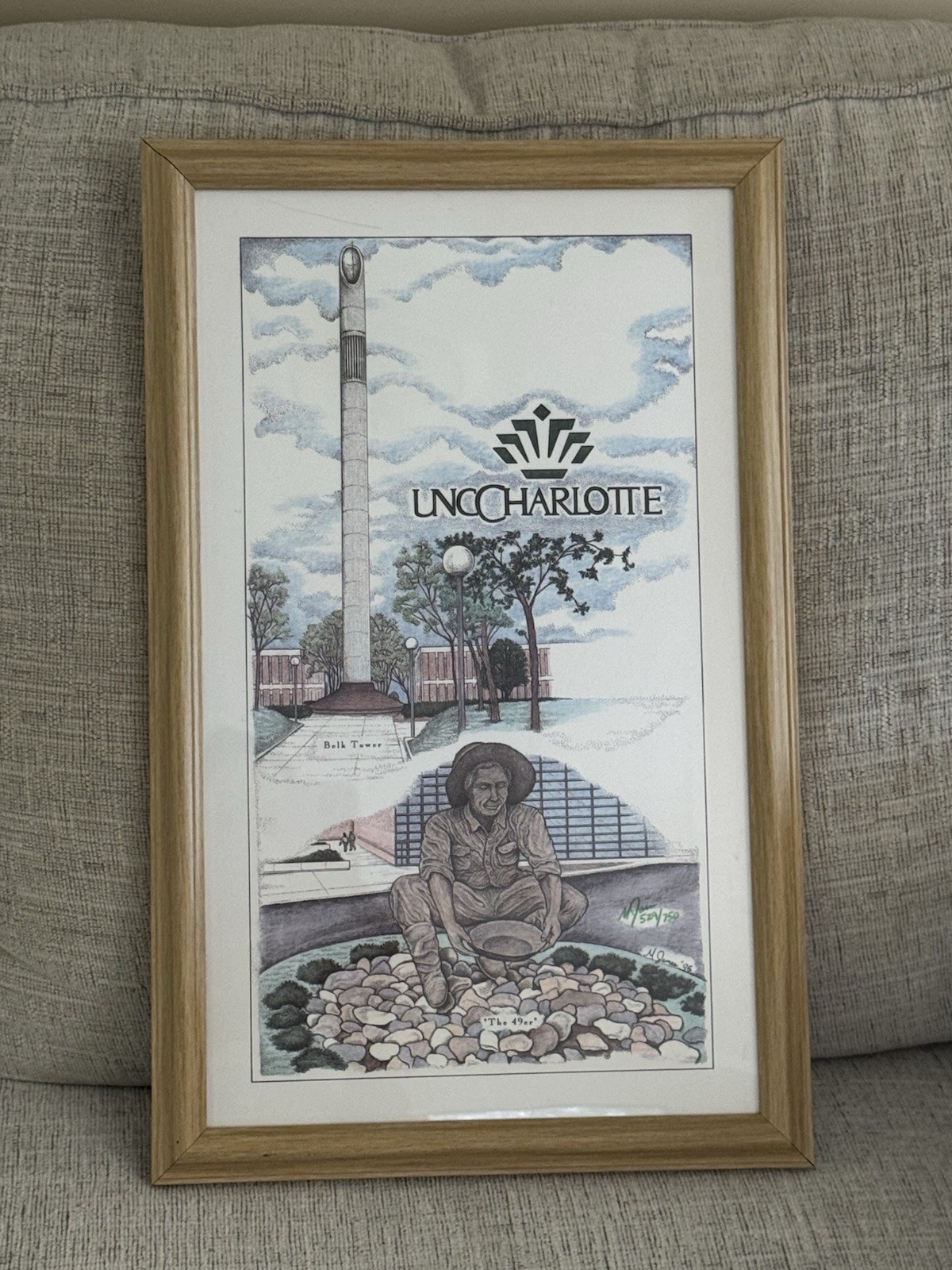 UNC Charlotte Bell Tower The 49er Signed Numbered Print 529/750 Framed 1995 UNC Charlotte Bell Tower The 49er Signed Numbered Print 529/750 Framed 1995