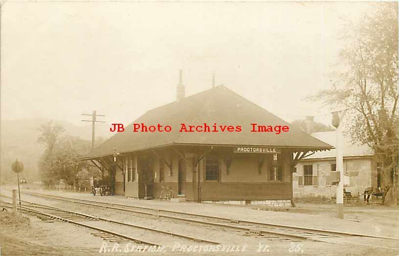 Depot, Vermont, Proctorsville, RPPC, Central Vermont Railroad Station, Photo 85