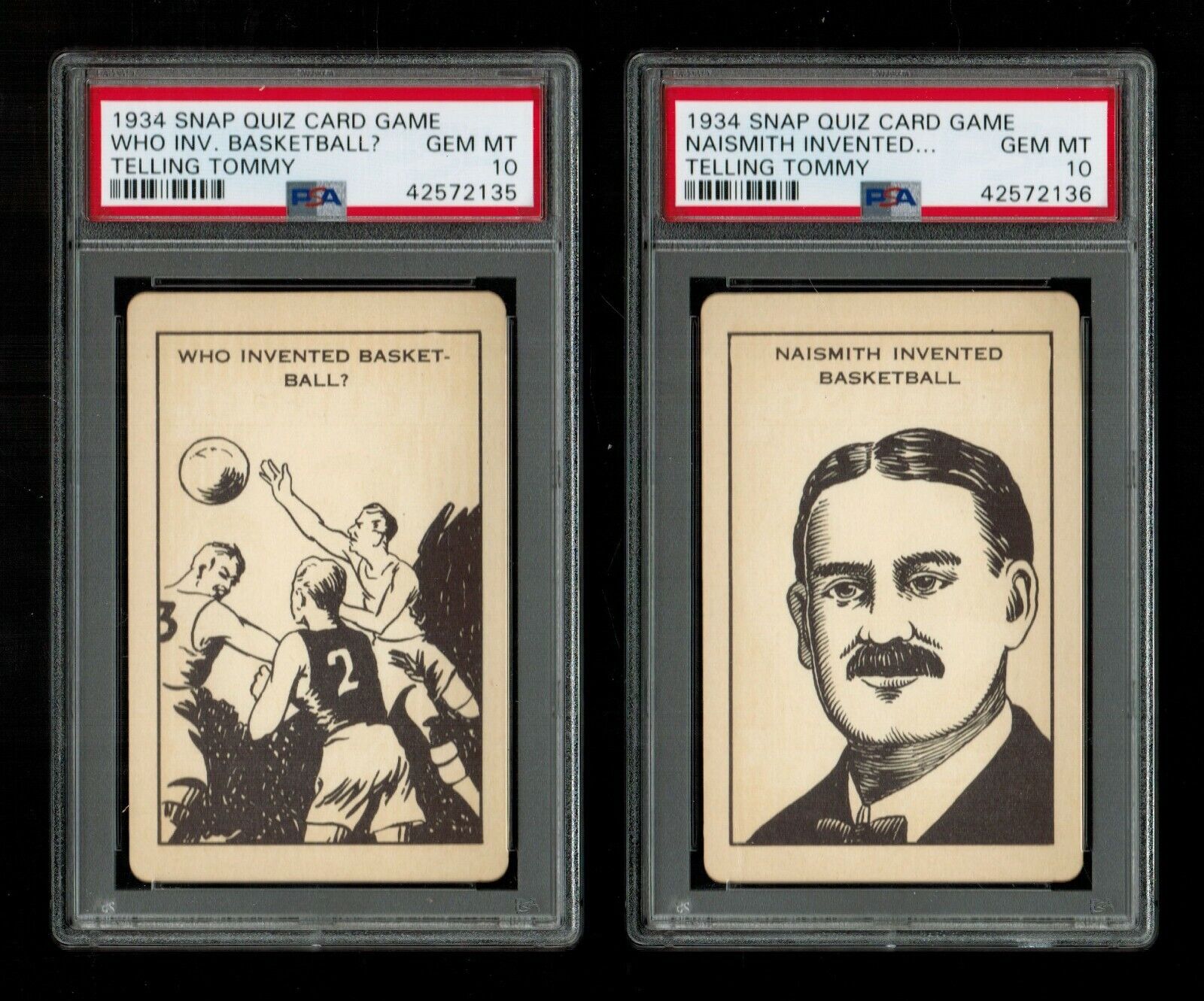 PSA 10 JAMES NAISMITH Two 1934 Snap ROOKIE CARDS *** THE HIGHEST EVER GRADED 1/1