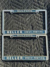 Original Heller Chevy Pontiac Dealership License Plate Frames Rare Guilford CT picture