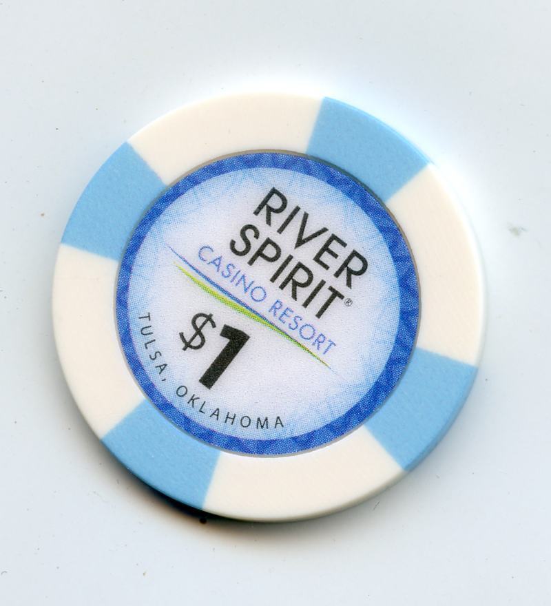 1.00 Chip from the River Spirit Casino Tulsa Oklahoma 4 Blue