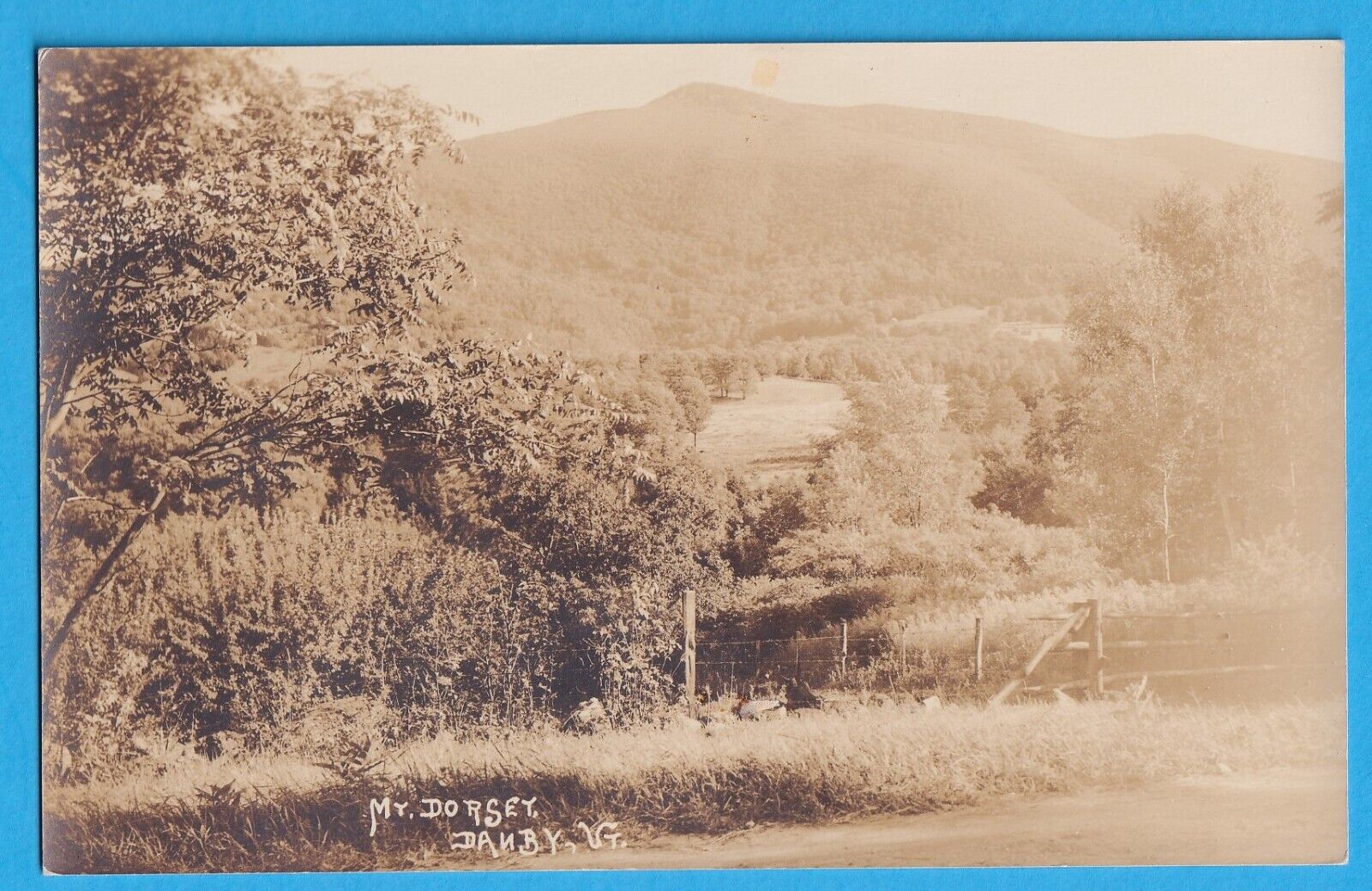 Danby VT, Mt Dorsey vintage real photo postcard, Vermont mountain landscape RPPC