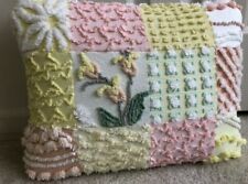 Morgan J. Yellow Rosebud Peach Throw Pillow Case from Chenille Bedspread 12x16 picture
