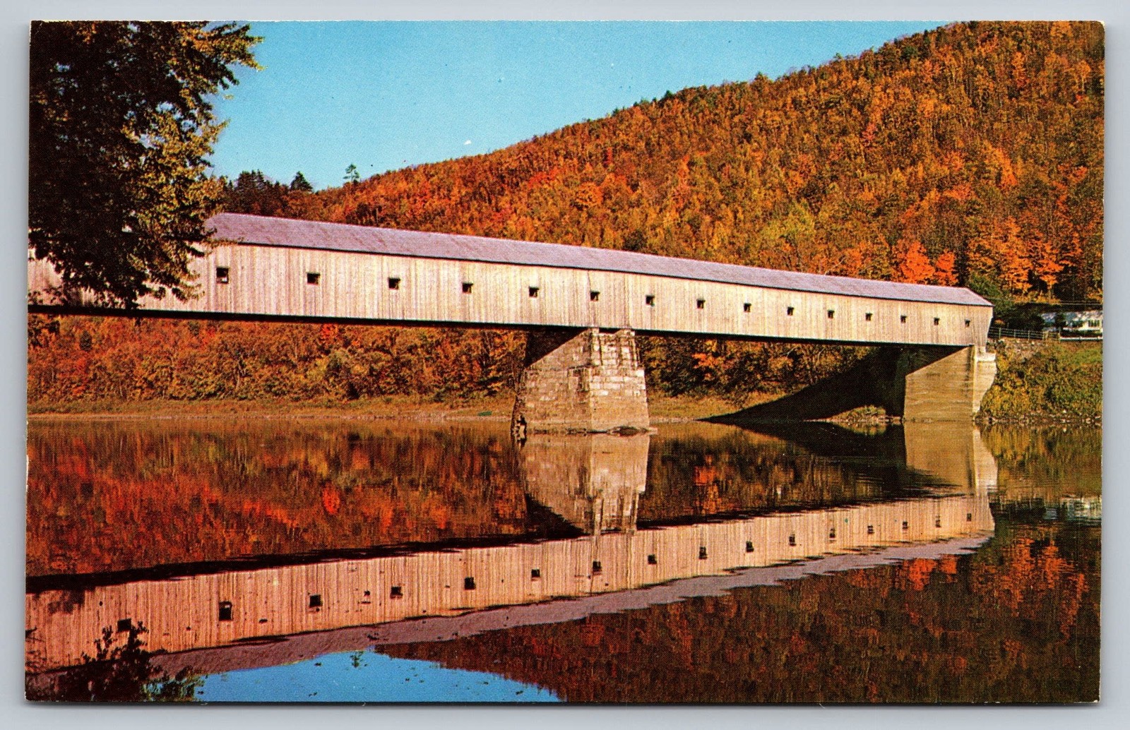 Windsor-Cornish Covered Bridge VT Vintage Postcard Vermont New Hampshire Autumn Windsor-Cornish Covered Bridge VT Vintage Postcard Vermont New Hampshire Autumn