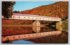Windsor-Cornish Covered Bridge VT Vintage Postcard Vermont New Hampshire Autumn picture
