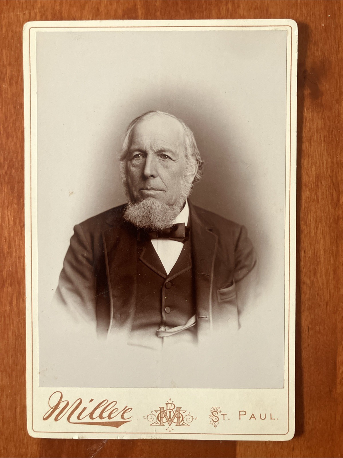 Stately Man Formal Tux Beard Antique Photo Cabinet Card St Paul MN Miller