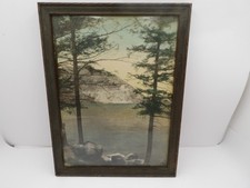 Vintage WH Stockbridge 1923 Hand Tinted Photo Print Mountain Lake Landscape picture