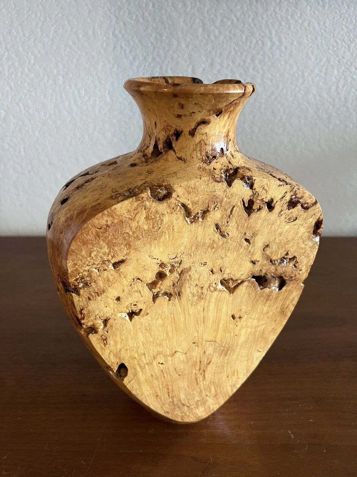 John Hardwick Studio Wood Biomorphic Carved Vase Vessel Mid Century Modern Mcm