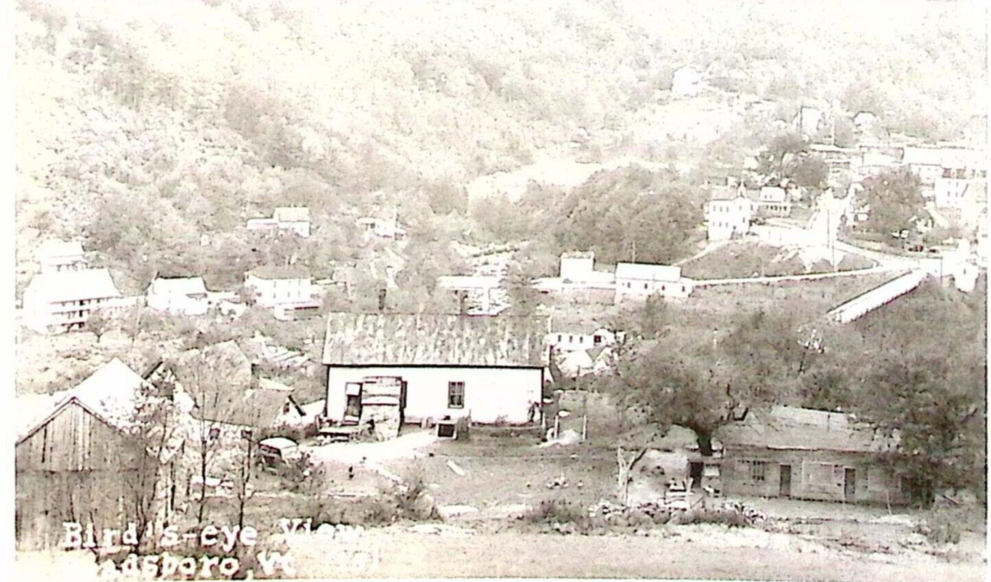 Readsboro VT Bird's Eye View Old Barns Old Car Mountains RPPC 1950s