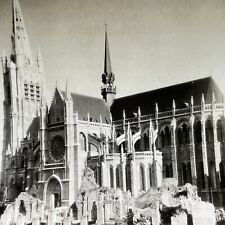 Antique 1930s St. Martins Cathedral Ypres Belgium Stereoview Photo Card V2930 picture