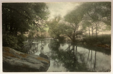 1908 Looking Down the Housatonic River, Stockbridge MA Hand-Colored Postcard picture