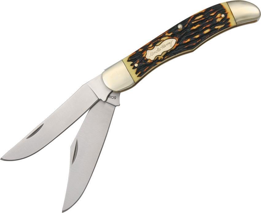 SCHRADE Uncle Henry Stag Folding Hunter Pocket KNIFE Clip Pt & Skinning 227UH