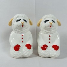 Lamb Chop Salt Pepper Shaker Set Red Mittens B&M 1993 Shari Lewis picture